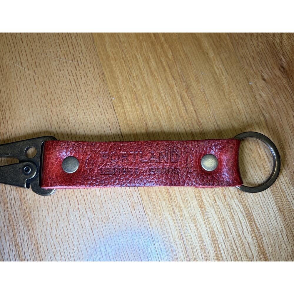 Portland Leather Goods Pebbled Long Keychain In Chili Red Rare Color